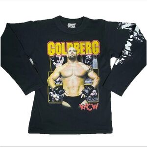Vintage 90s WCW Goldberg T-Shirt YOUTH Med KID Long Sleeve Wrestling